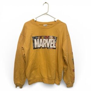 Marvel Youth/Women’s Vintage Style Comic Graphic Mustard Crewneck Sweater M*